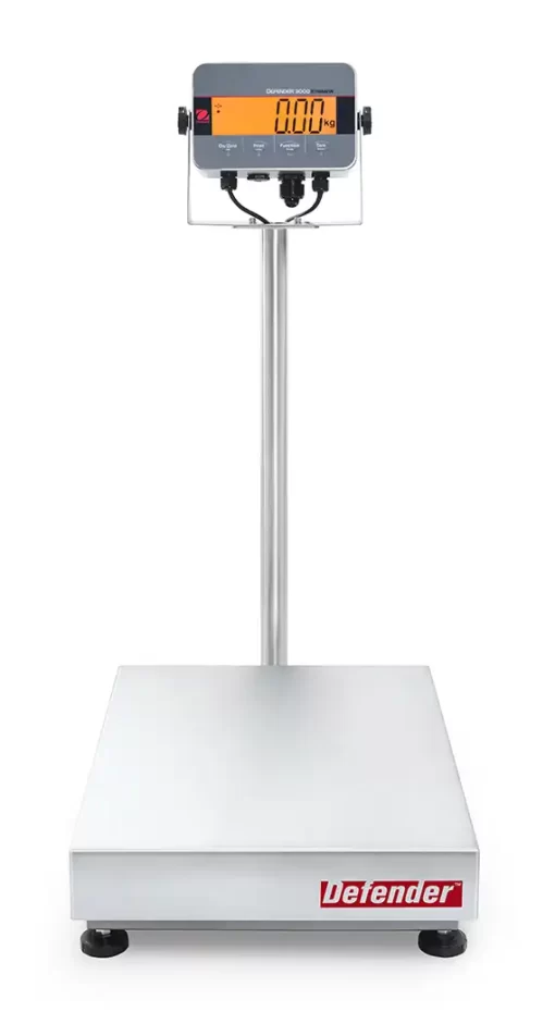 OHAUS Defender 3000 i-D33XW washdown bench scale with IP66 indicator and stainless platform