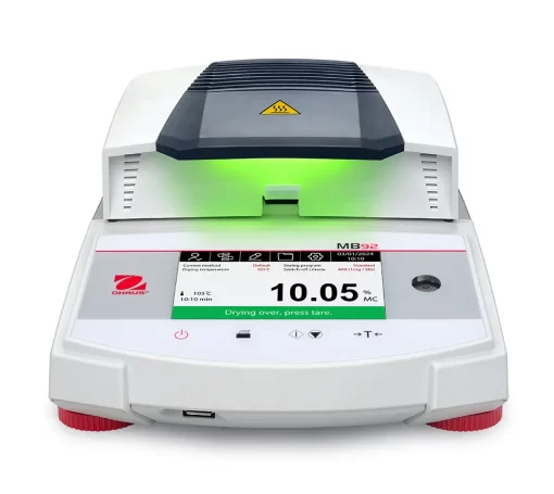 Close-up of 4.3 inch capacitive touchscreen on OHAUS MB92 Moisture Analyzer NZ