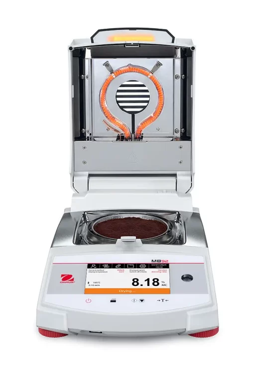 OHAUS MB92 in action testing food sample for moisture content in NZ food lab